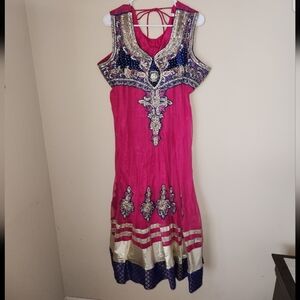 Heavy Embroidered Sleeveless Anarkali.
